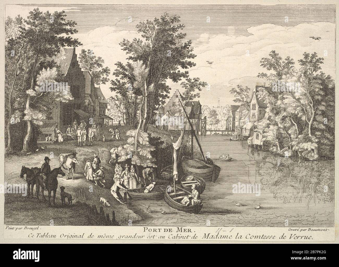 Hafen von Meer (Port de Mer) nach dem Gemälde in der Sammlung von Madame la Comtesse de Verrue. Stockfoto