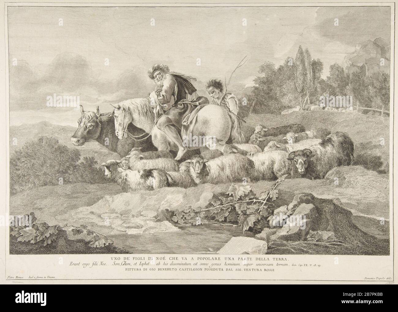 Einer der Söhne Noahs, der einen Teil der Erde (Uro de figli di noè che va a popolare una parte della terra), 1743-63, bevölkern wird. Nach Giovanni Benedetto Castiglione Stockfoto