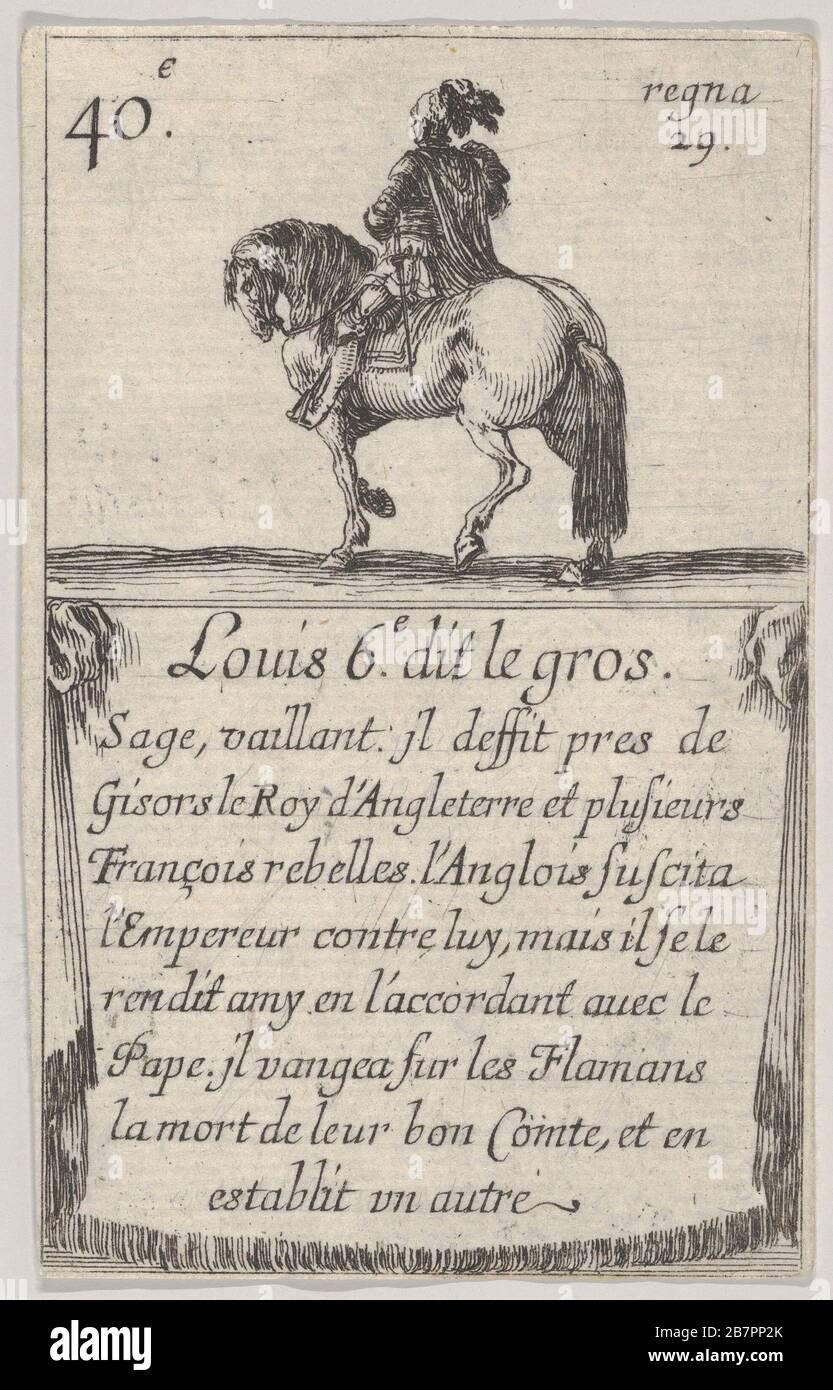 Louis 6.-e dit le Gros / sage, vaillant..., aus 'Spiel der Könige von Frankreich' (Jeu des Rois de France), 1644. Stockfoto