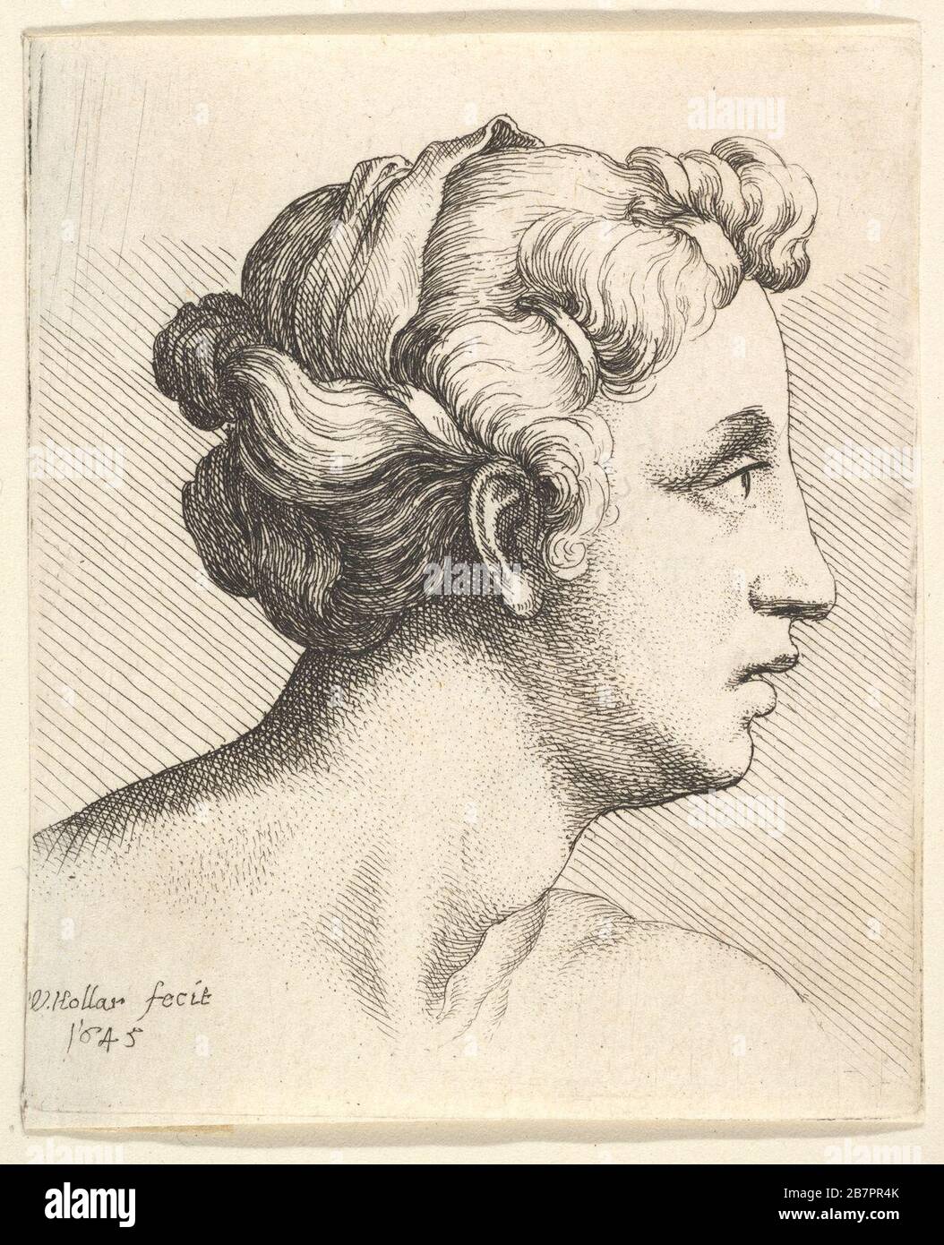 Frau mit einer gebundenen Haarsträhne im Profil nach rechts, 1645. Stockfoto