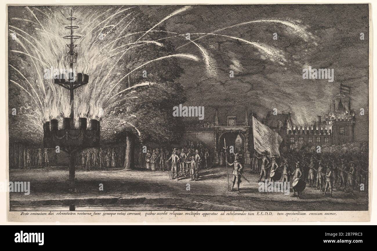 Feuerwerk am Hemissem, 1625-77. Stockfoto