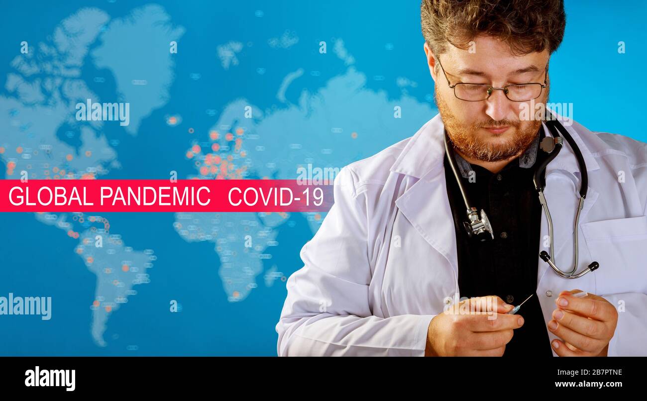 Globale Pandemie mit Coronavirus COVID-19 Coronavirus für medizinische Arbeit im Labor Stockfoto