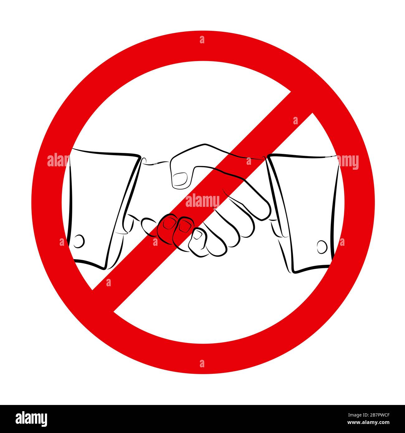 Keine Schaltfläche mit dem Handshake-Symbol - Abbildung auf weißem Hintergrund. Stockfoto