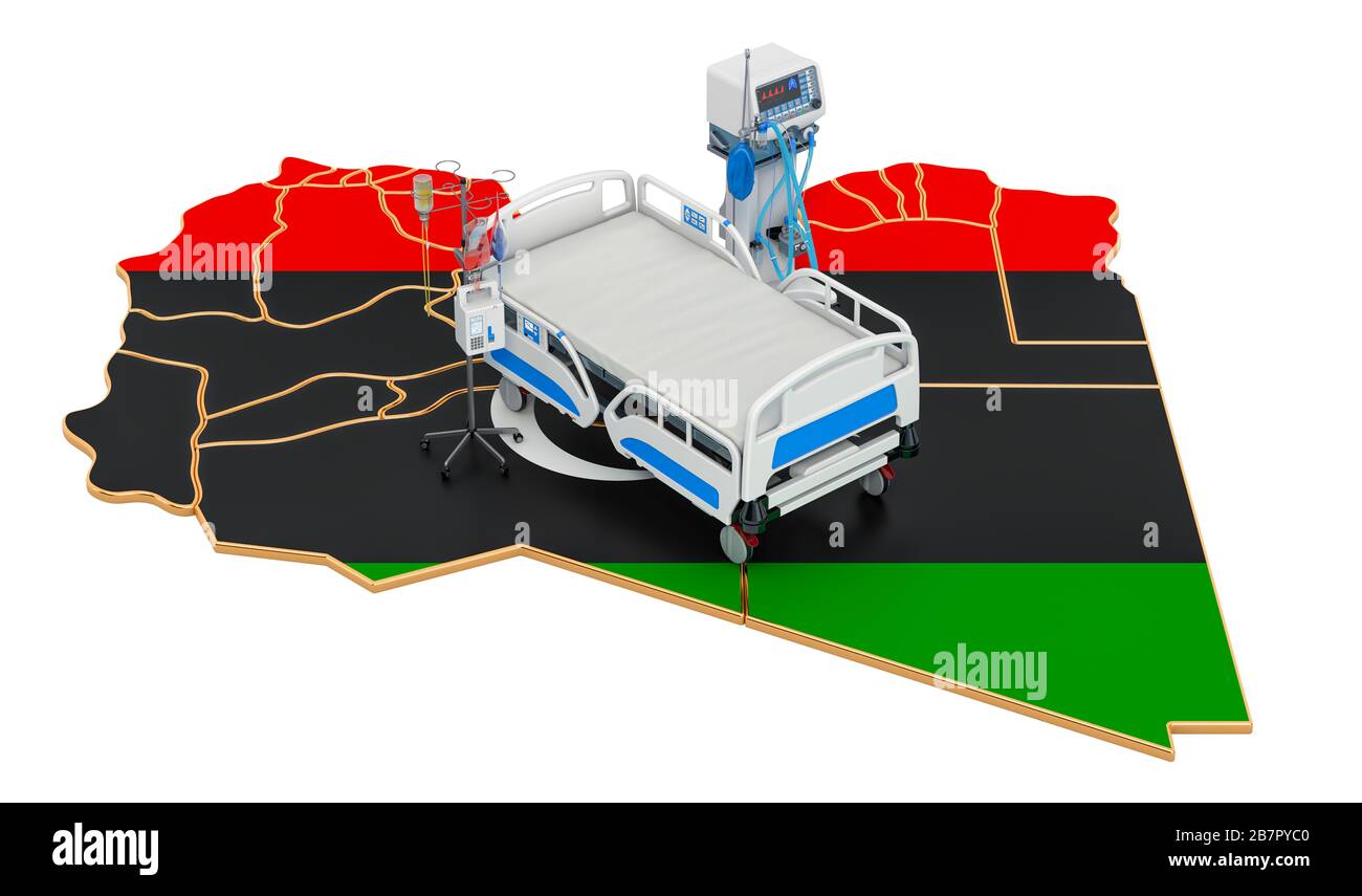 Intensivstation IS in Libyen, 3D-Rendering isoliert auf weißem Hintergrund Stockfoto