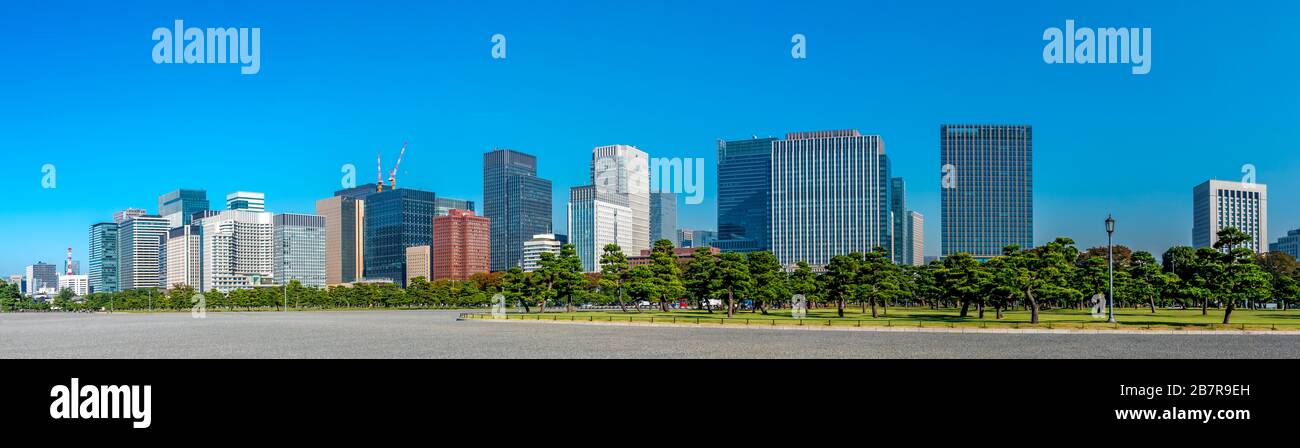 Panoramablick auf die Wolkenkratzer im Zentrum Tokios, Japan Stockfoto