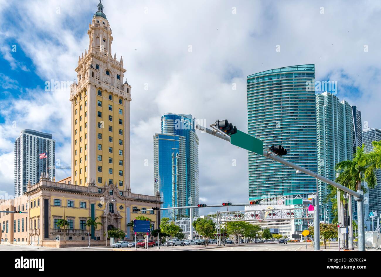 Downtown Miami mit hohem Anstieg, USA Stockfoto