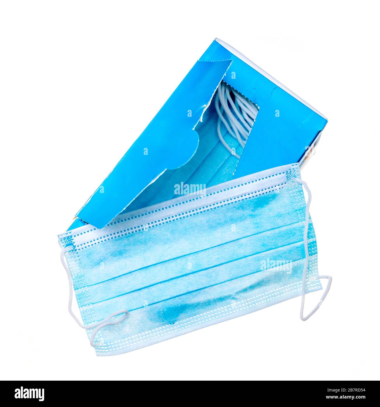 Nahansicht von Gesichtsmasken mit weißem Hintergrund Stockfoto