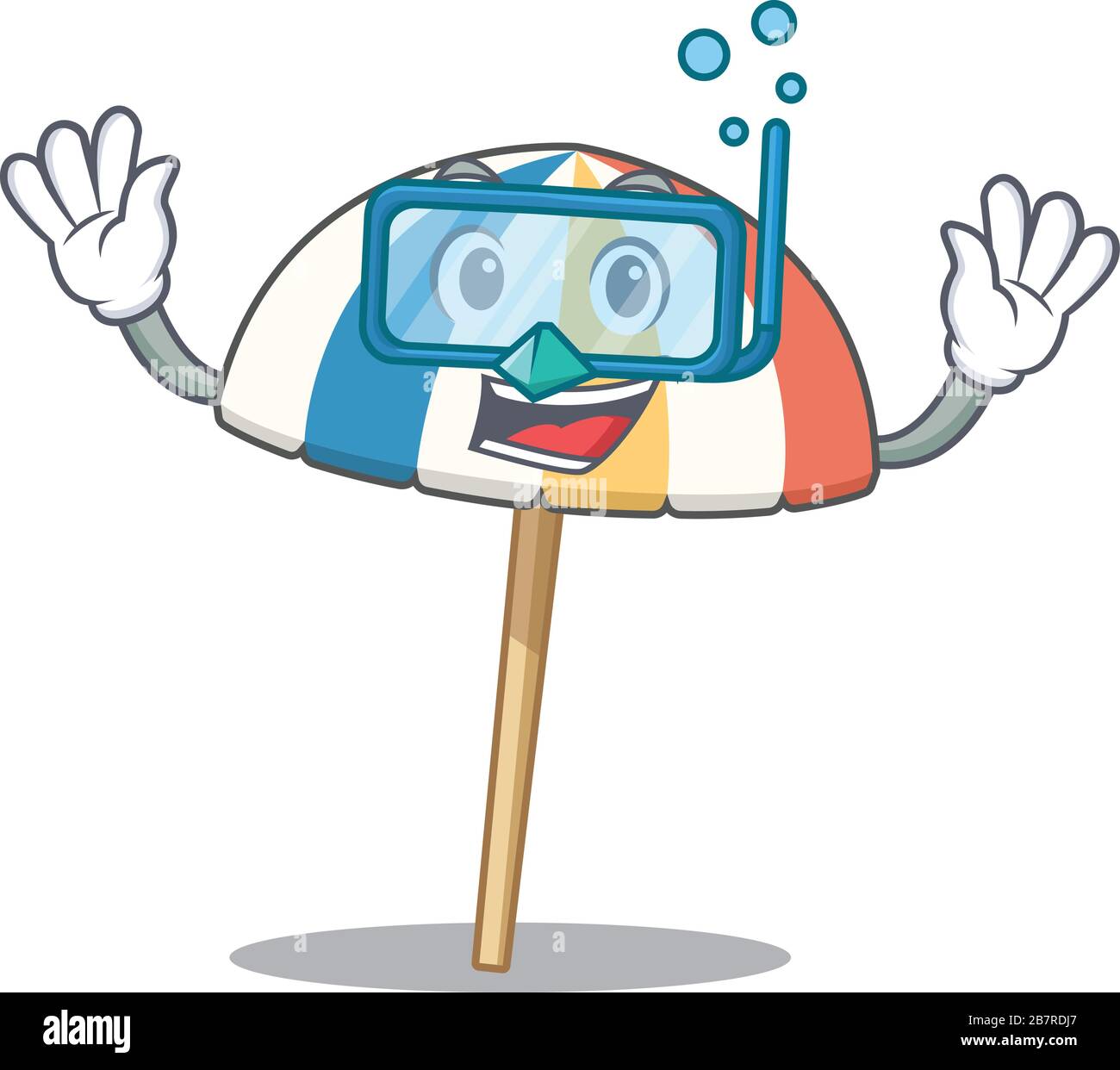 Ein Cartoon-Bild mit Strandschirm mit Tauchbrille Stock Vektor