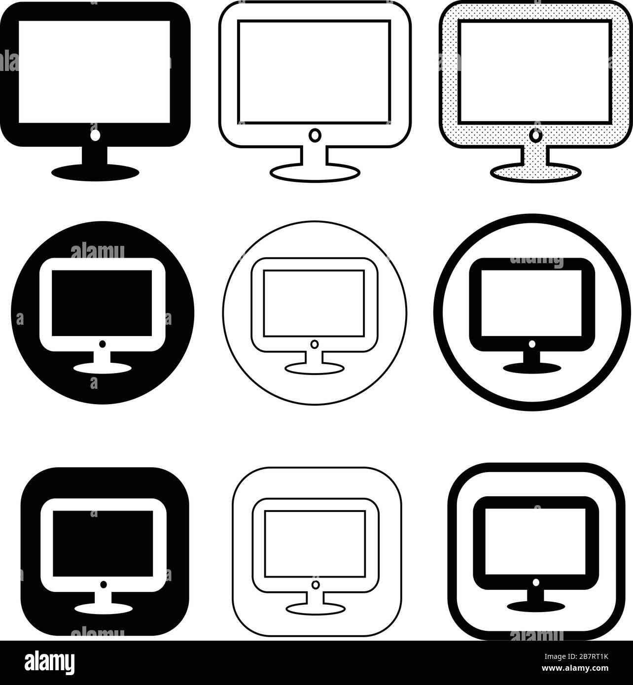 Einfaches Design der Symbole für Computermonitore Stock Vektor