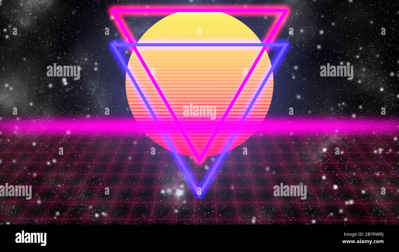 Abstraktes geometrisches 1980er Retro-Konzept. Schöner farbenfroher 80er-Jahre-Hintergrund Stockfoto