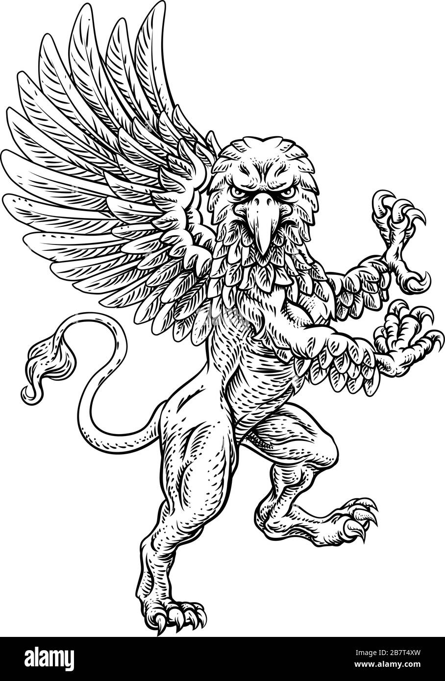 Griffon Rampte Griffin Wappen Crest Mascot Stock Vektor