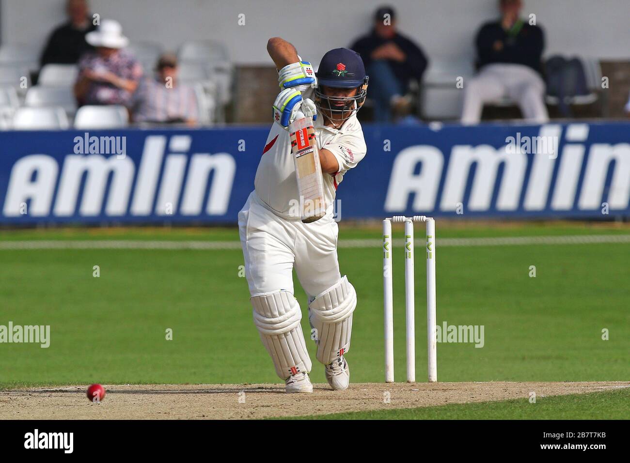 Ashwell Prince trifft vier Runs für Lancashire während Essex CCC gegen Lancashire CCC, Tag vier Stockfoto