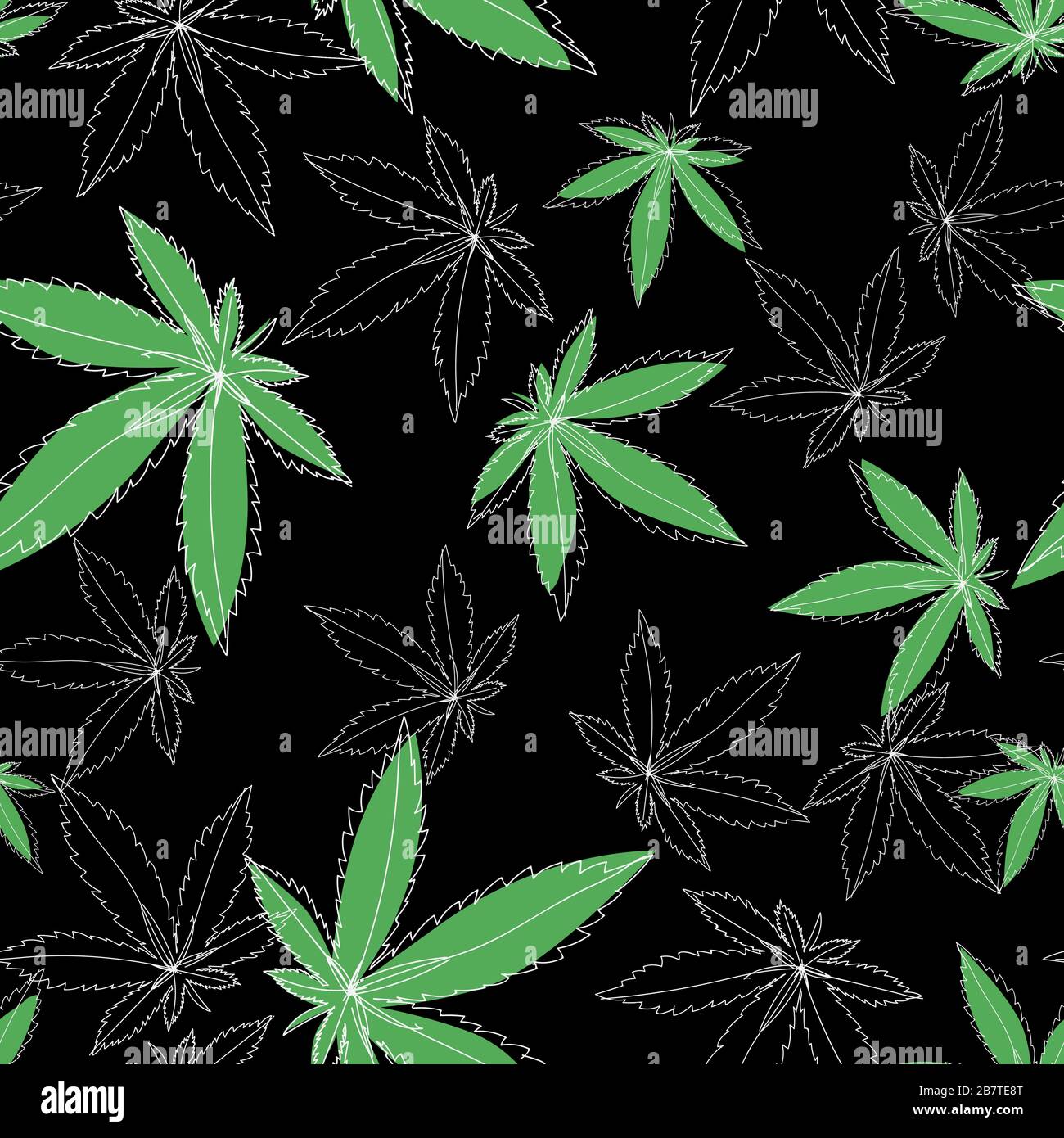Nahtloses Muster mit Marihuana-Blatt. Handgezeichnetes Designelement Cannabis. Vintage Green Vector Gravur Illustration für Label, Poster, Web. Isoliert Stock Vektor