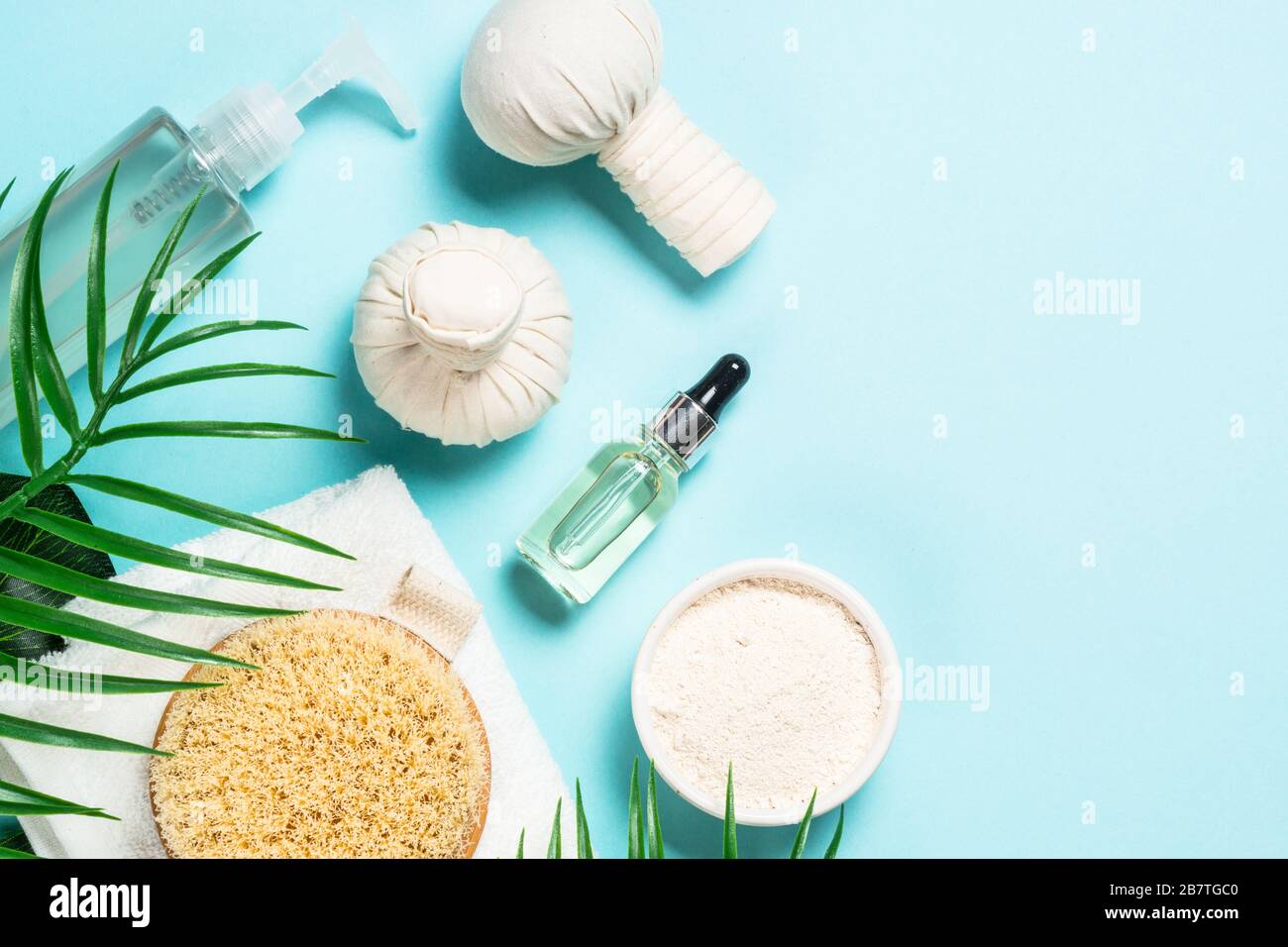 Spa-Behandlung der Hintergrund war blau. Stockfoto