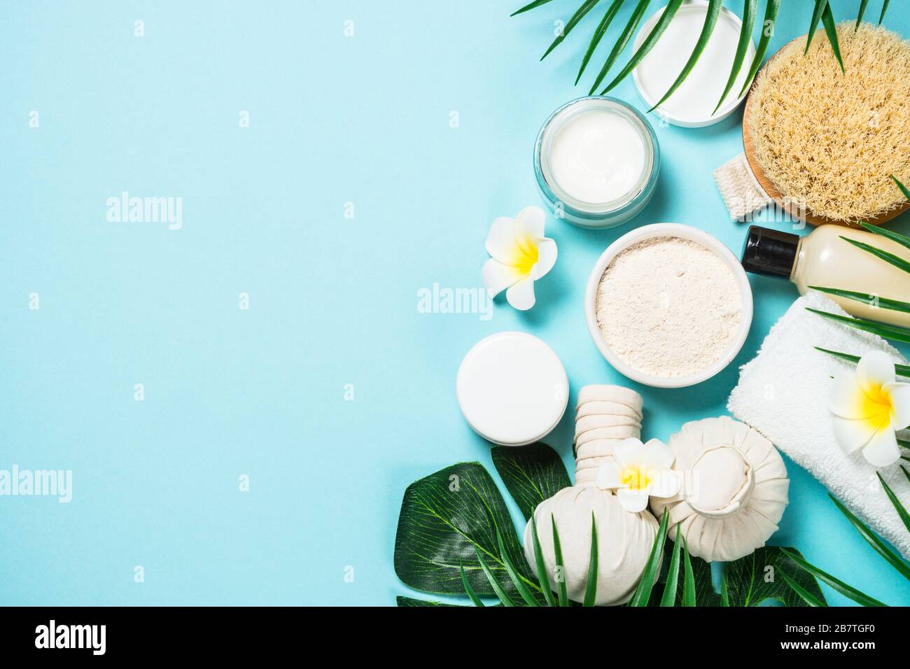Spa-Behandlung der Hintergrund war blau. Stockfoto