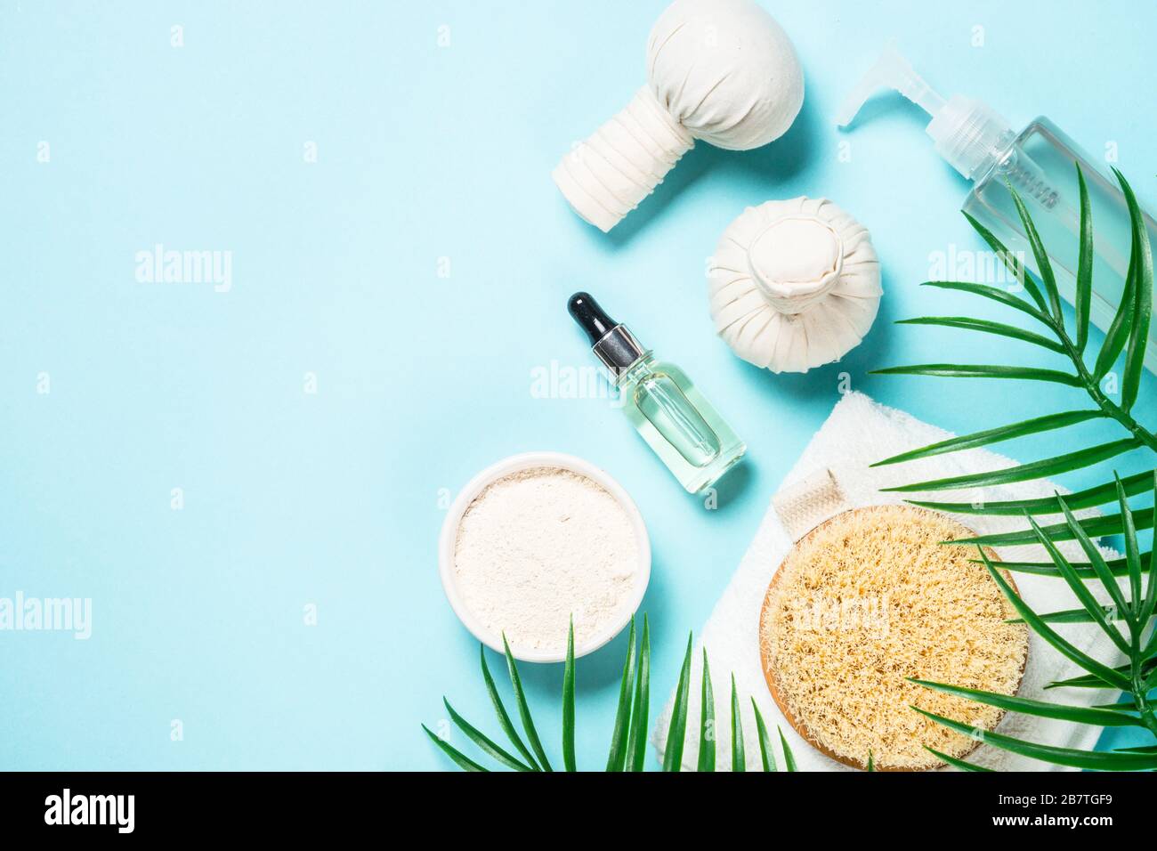 Spa-Behandlung der Hintergrund war blau. Stockfoto