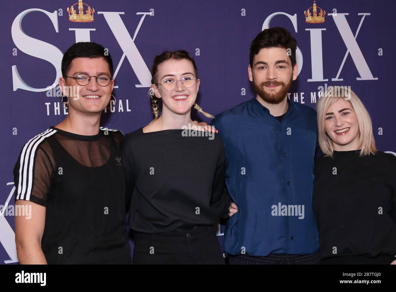 Fotoruf für Broadway Musical Six: Das Musical im Queensyard Restaurant in Hudson Yards. Mit: Toby Marlow, Lucy Moss, Jamie Armitage, Carrie-Anne Ingrouille Where: New York, New York, Vereinigte Staaten When: 28 Jan 2020 Credit: Joseph Marzullo/WENN.com Stockfoto