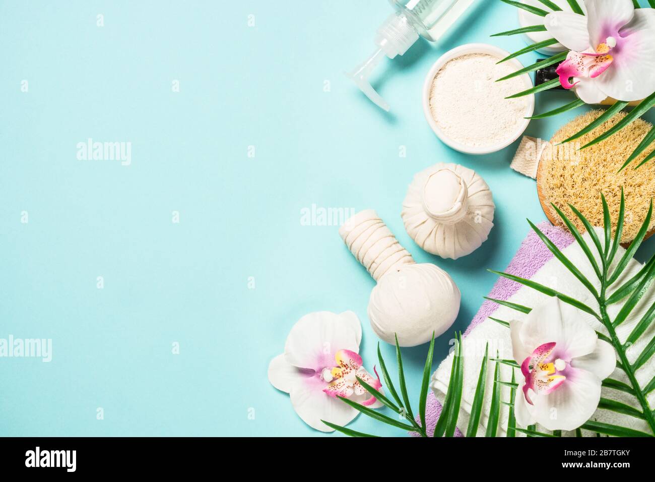 Spa-Behandlung der Hintergrund war blau. Stockfoto