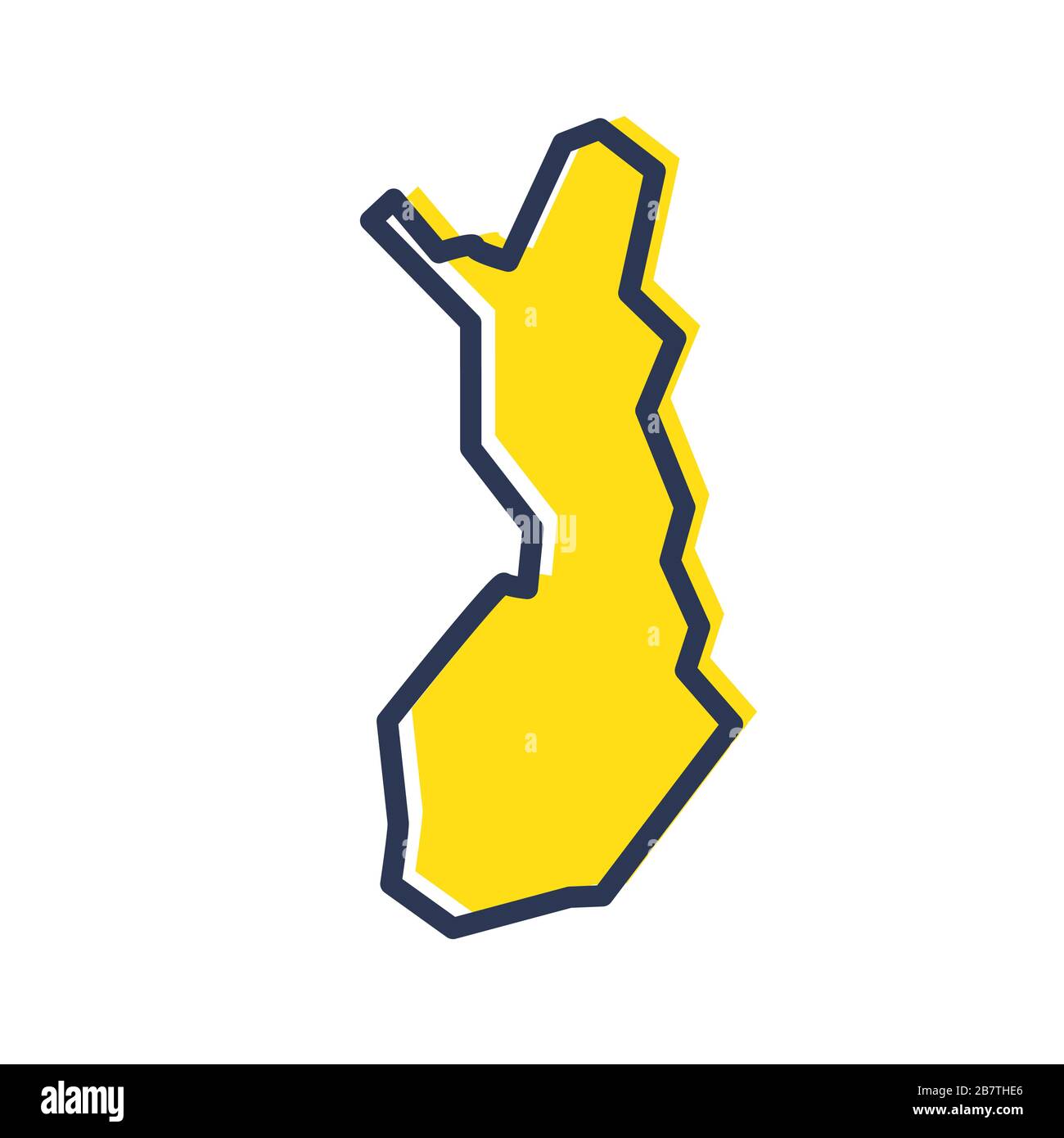 Stilisierte gelbe Umrißkarte Finnlands Stock Vektor
