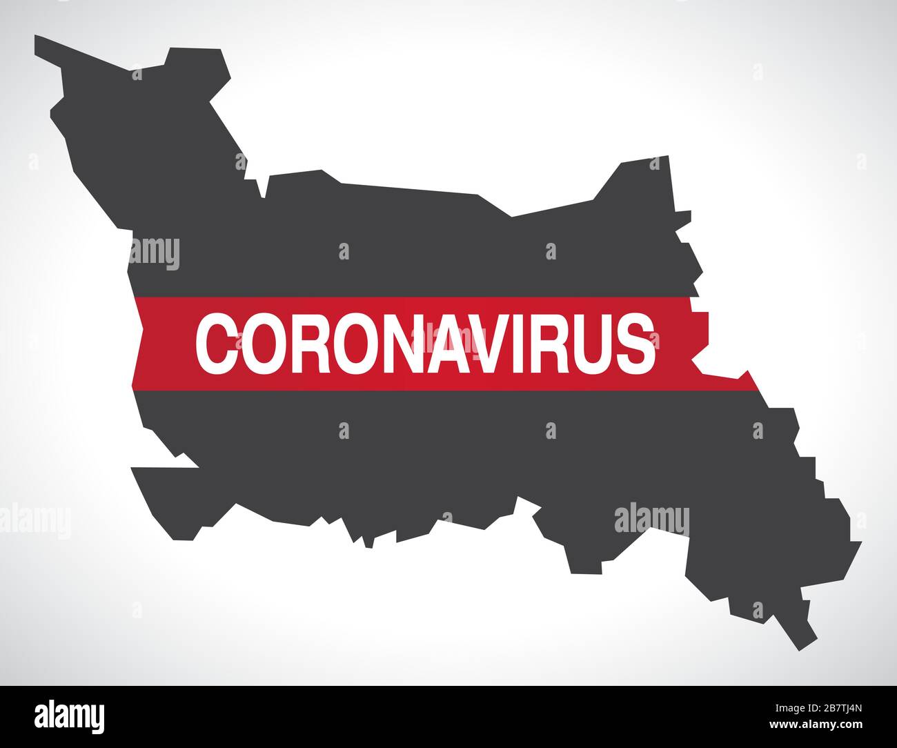 Karte der Region Basse-Normandie FRANKREICH mit Coronavirus Warnillustration Stock Vektor