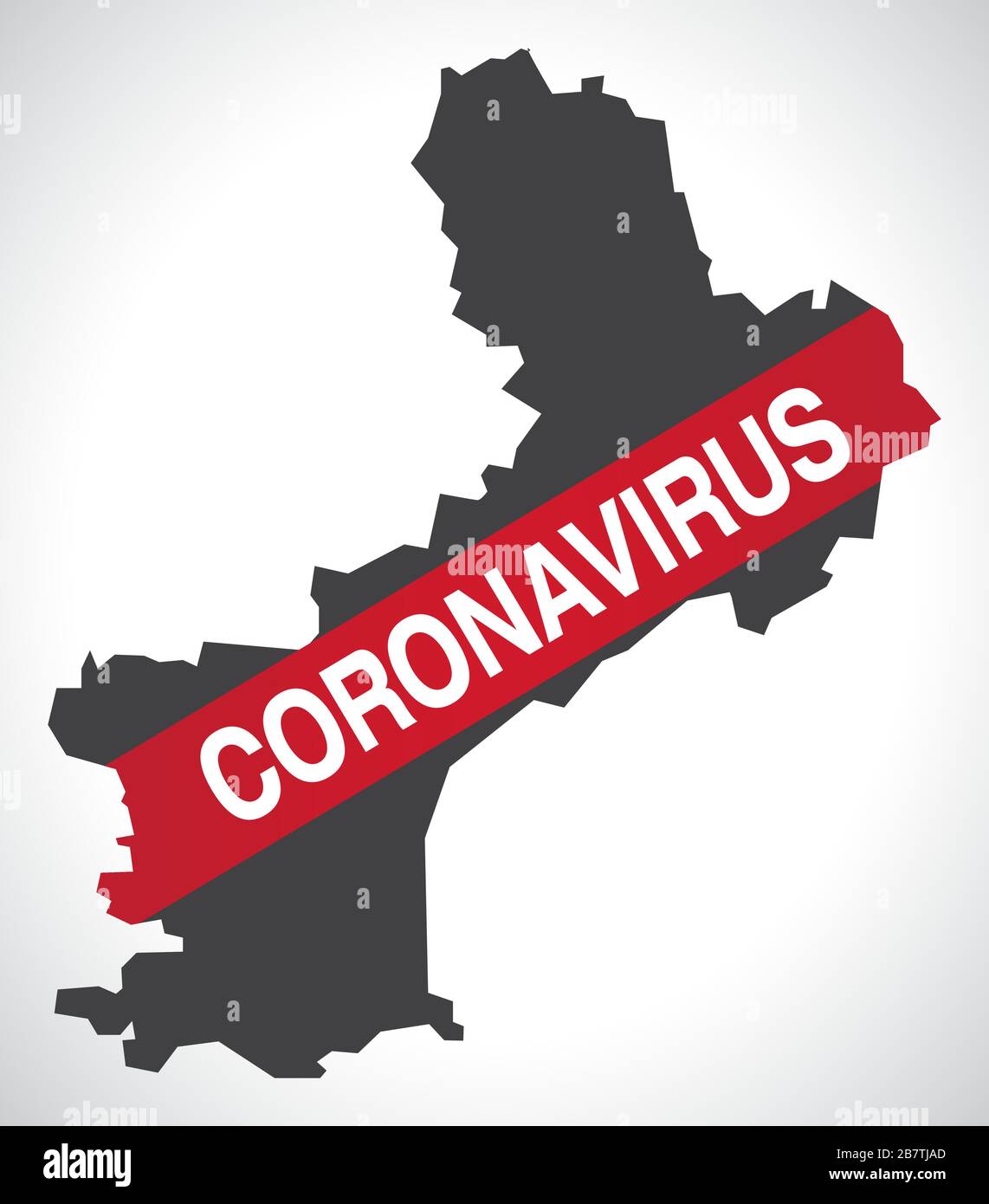 Landkarte der Region Languedoc-Roussillon FRANCE mit Coronavirus Warnillustration Stock Vektor