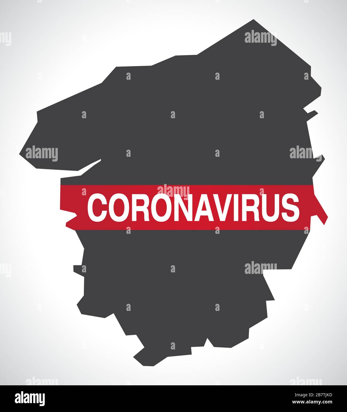 Karte der Region Normandie FRANKREICH mit Coronavirus Warnillustration Stock Vektor