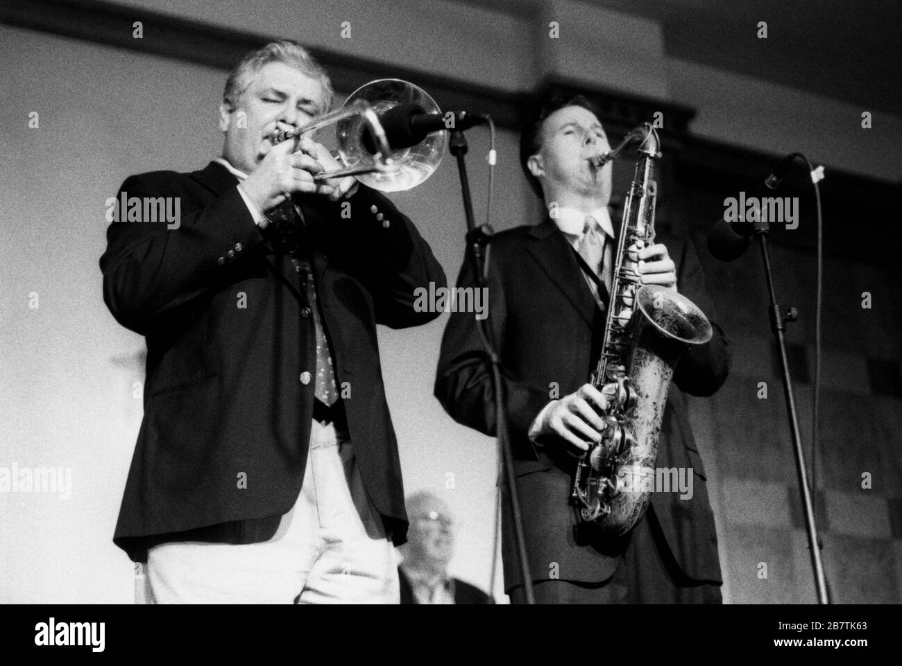 Dan Barrett, Harry Allen, Nairn Jazz Festival, 2002. Stockfoto