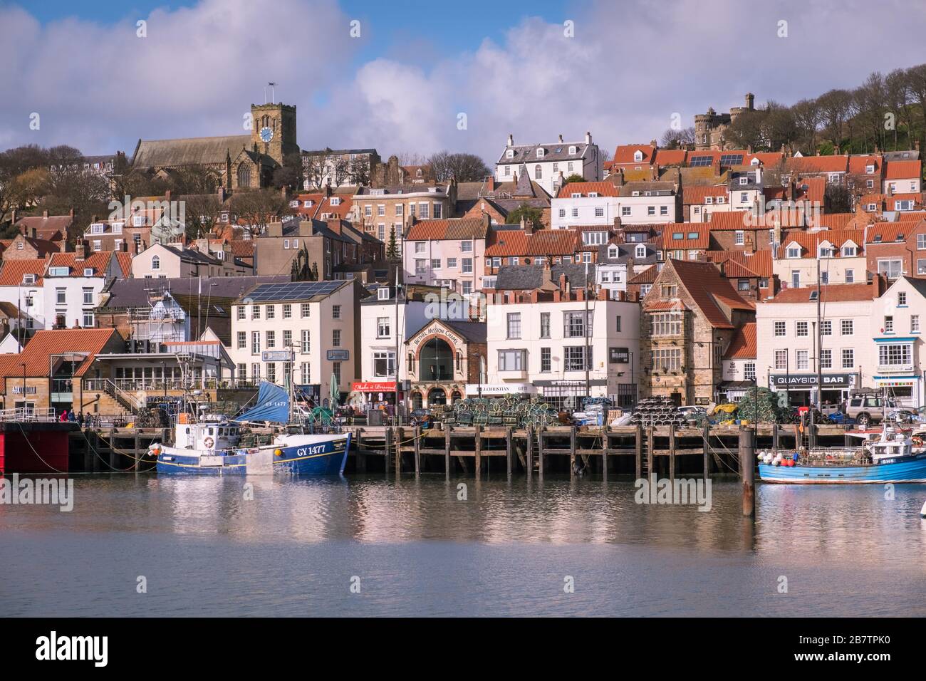 Scarborough Harbour, eine traditionelle Küstenstadt an der Nordküste von Yorkshire, England, Großbritannien Stockfoto