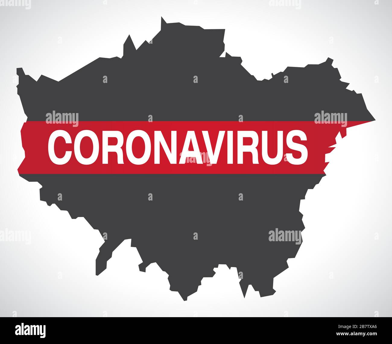 London ENGLAND UK Regionenkarte mit Coronavirus Warnillustration Stock Vektor