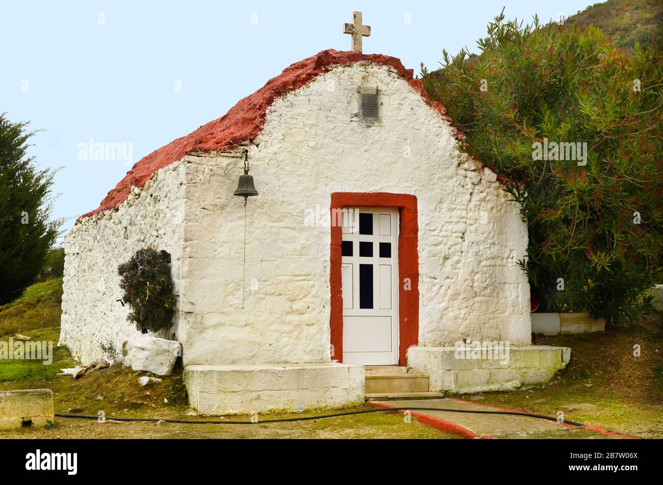 Griechenland, die byzantinische Kapelle im winzigen Dorf Apoimi Stockfoto