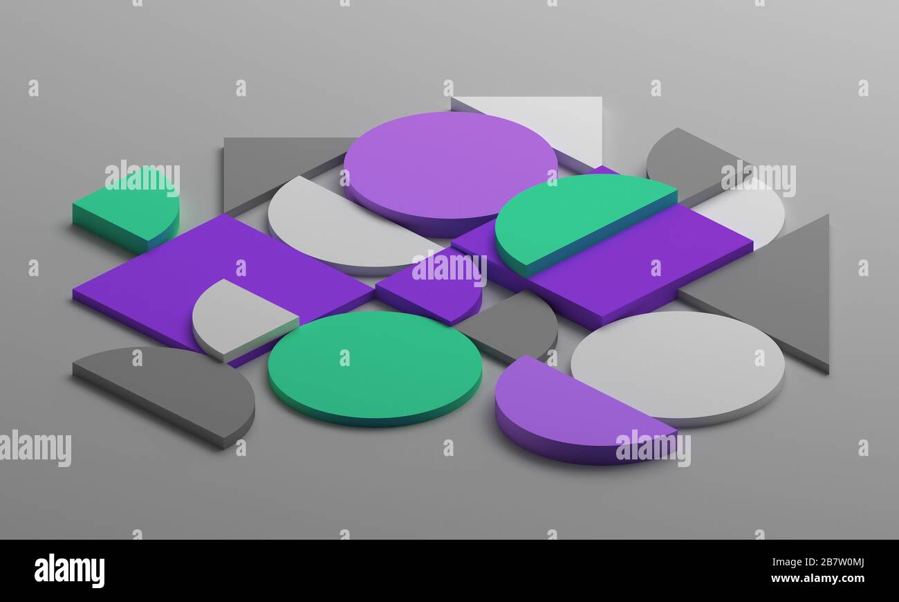 Abstraktes 3D-Rendering, modernes Hintergrunddesign mit geometrischen Formen Stockfoto