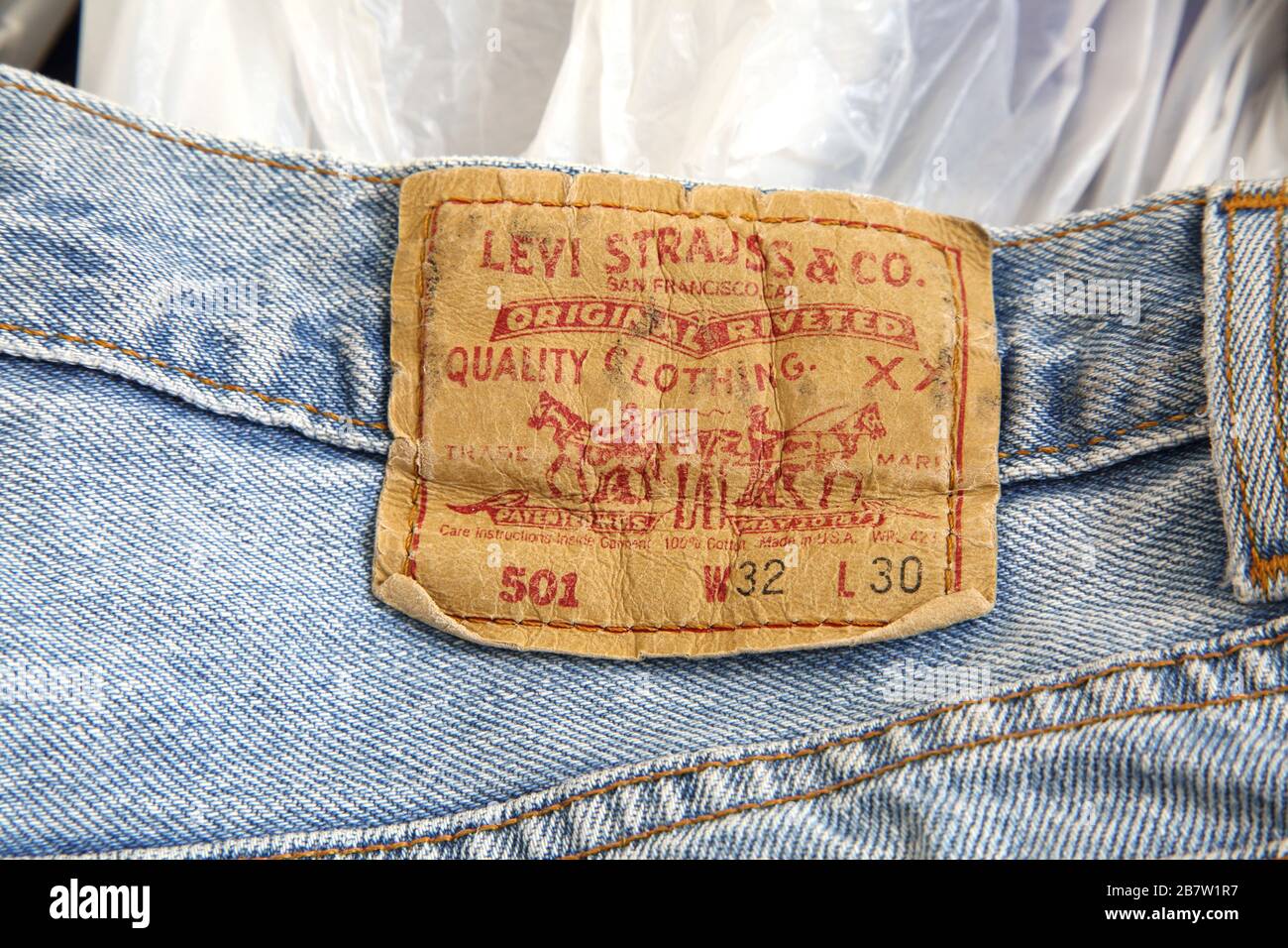 Levi Strauß Original Jeans Label Stockfoto
