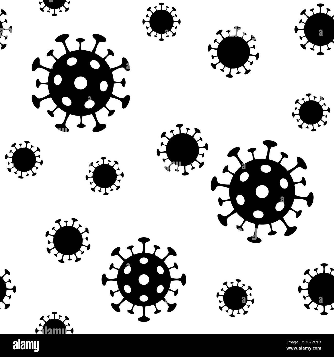 Coronavirus Vektor nahtloses Muster. Abstrakter Hintergrund mit Kovid-19-Virusbakterien Stock Vektor