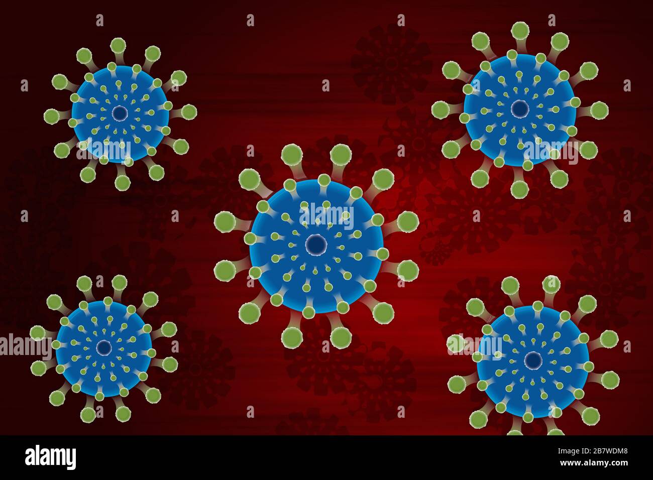 Abstrakter Hintergrund des Coronavirus im Banner - bakteriologisches Konzept der medizinischen Genetik Stockfoto