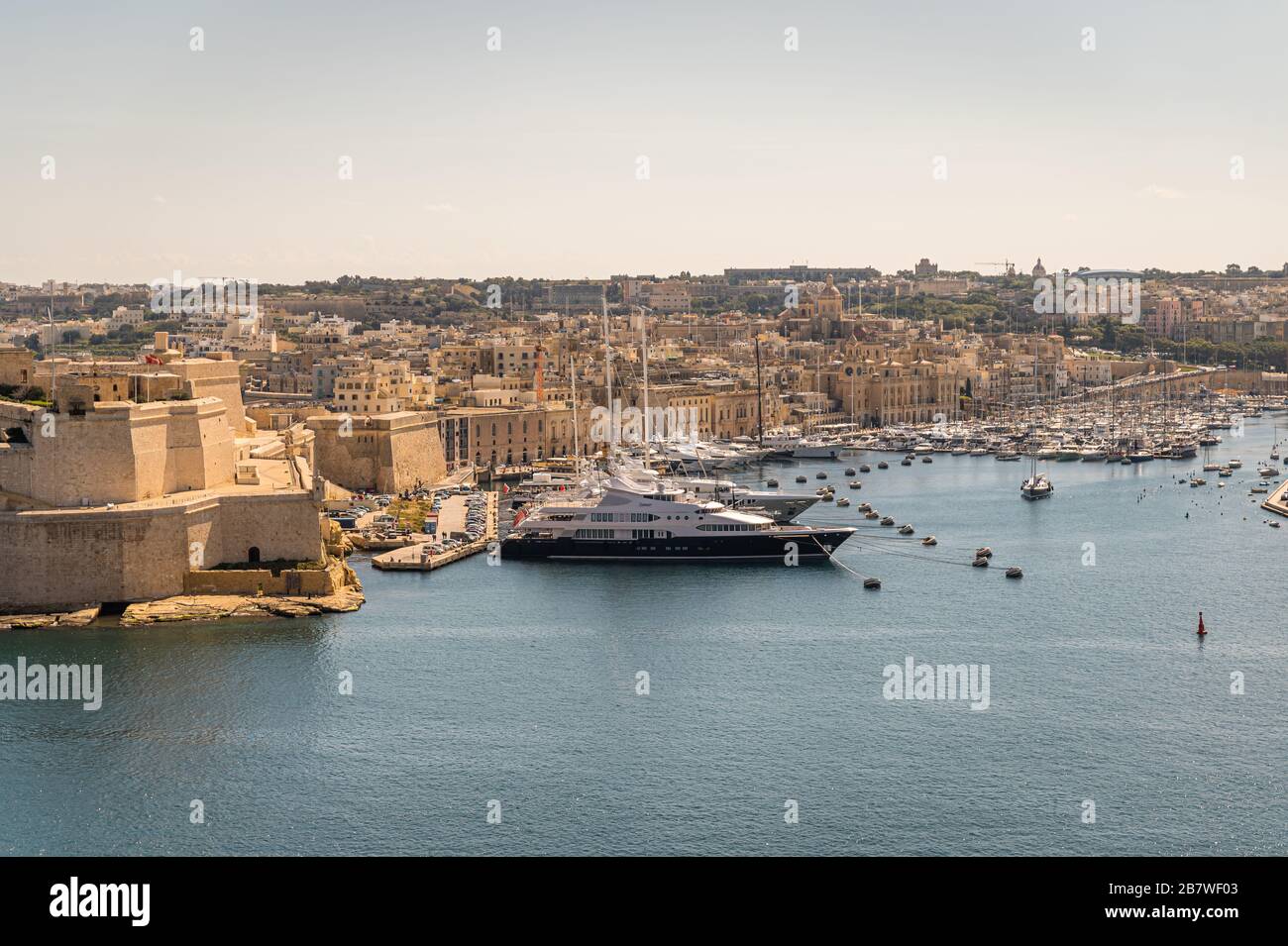 Blick von den Upper Barrakka Gardens, Valletta, Malta Stockfoto