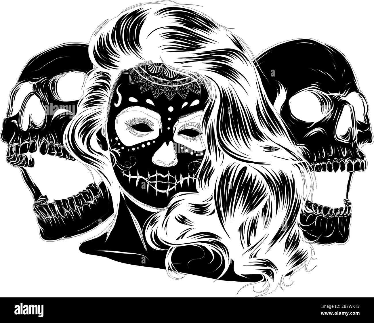 Tote Mädchen mit zwei Zuckerrümpfen. Vektor Stock Vektor