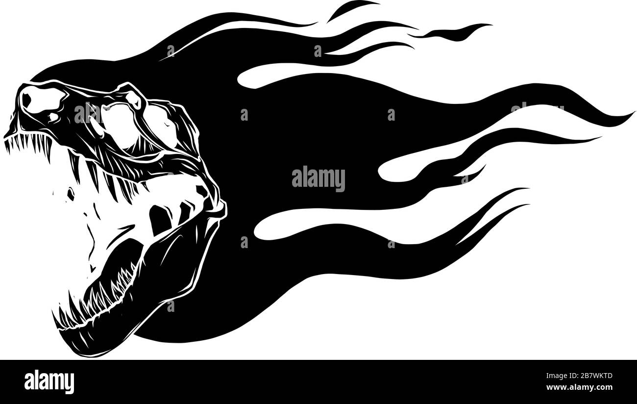 Design mit fossilen Vektorgrafiken des Tyrannosaurus rex Schädels Stock Vektor