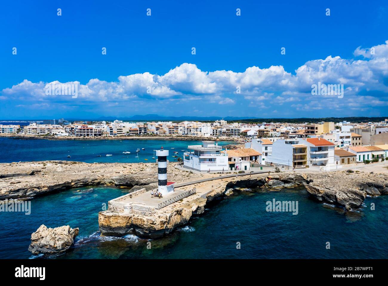 Luftaufnahmen, Colonia de Sant Jordi, Cala Galiota, Mallorca, Balearen Spanien Stockfoto