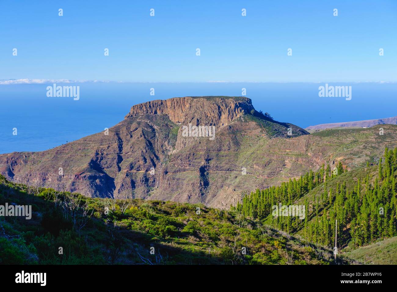 Tafelberg Fortaleza, in der Nähe von Chipude, La Gomera, Kanarische Inseln, Spanien Stockfoto