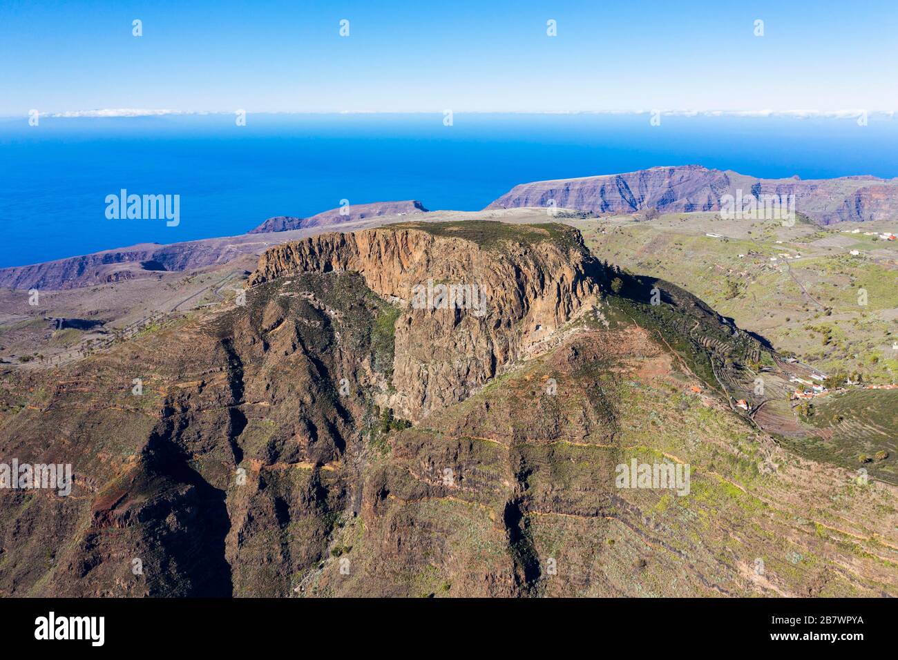 Tafelberg Fortaleza, in der Nähe von Chipude, Luftbild, La Gomera, Kanarische Inseln, Spanien Stockfoto