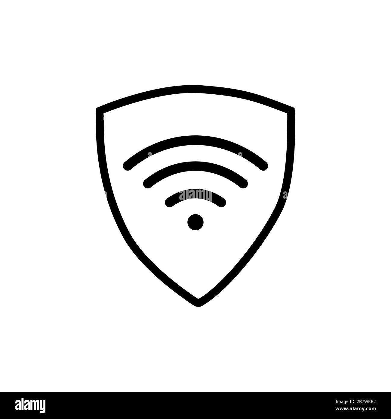 VPN - Symbol für ein virtuelles privates Netzwerk. Einfache Abschirmung mit Wi-Fi-Symbol. Stock Vektor