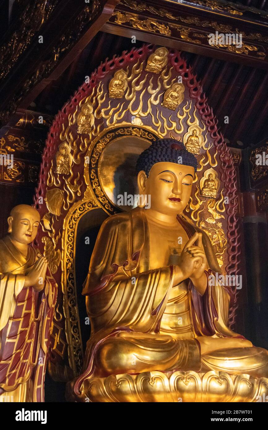Pilgrims Praying, Daci'en Buddhist Temple, Xian, China Stockfoto