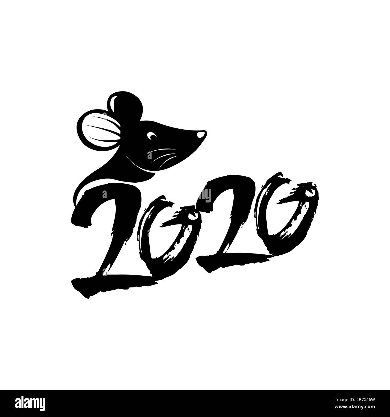 chinesische Karte für Neujahr 2020, Vorlagenbanner, Poster, Flyer-Bild für fröhliche Neujahrsparty mit Ratte, Mäusen. Stock Vektor
