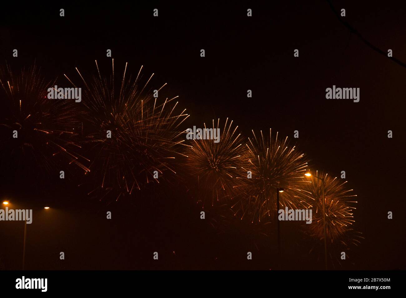 Feuerwerk im chinesischen Neujahr Hongkong Stockfoto