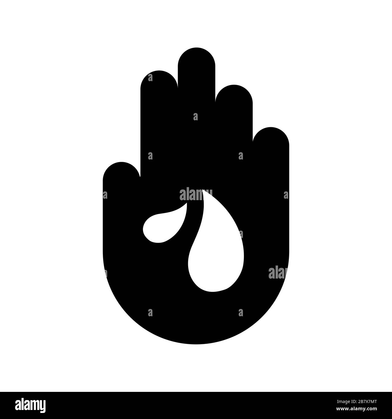 Handsymbol mit Abbildung eines Tropfen Flüssigkeit, Wasser, Öl. Das Konzept des sauberen oder schmutzigen Wassers. Vektor-Stoppschild Stock Vektor