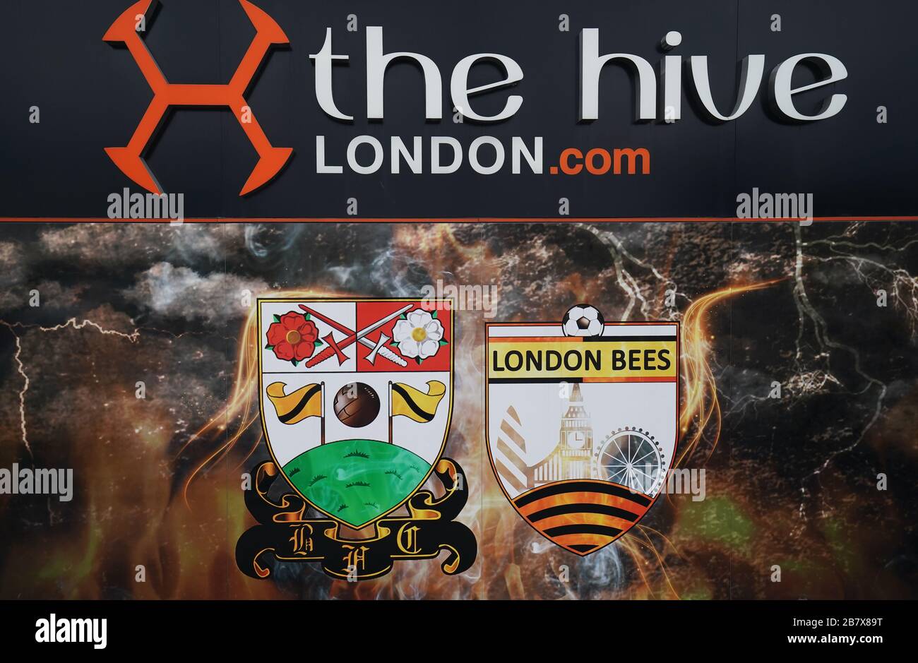 Ein allgemeiner Blick auf den Hive London, in dem Barnett FC und die London Bees. Stockfoto