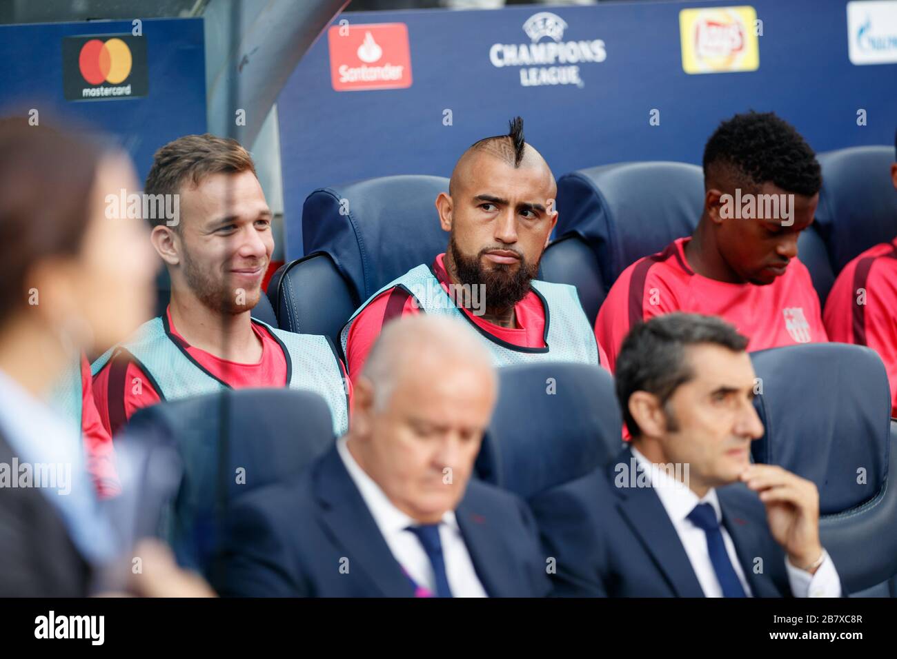 BARCELONA, SPANIEN - 18. SEPTEMBER: Arturo Vidal vom FC Barcelona während des UEFA Champions League Gruppe B Spiels zwischen dem FC Barcelona und der PSV Eindhoven A Stockfoto