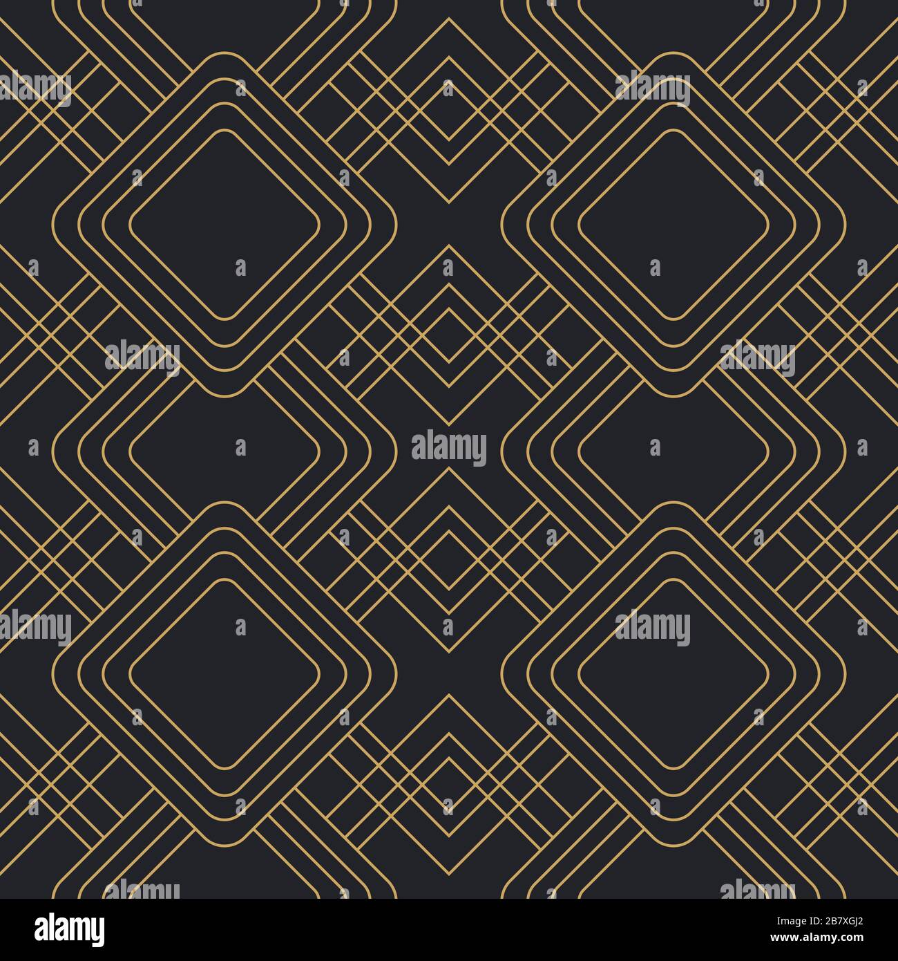 Abstraktes Design im Art-Deco-Stil mit klassischem Gold- und schwarzem geometrischem Design. Luxuriöser Retro-Hintergrund für eleganten Textildruck oder Web-Backdr Stock Vektor