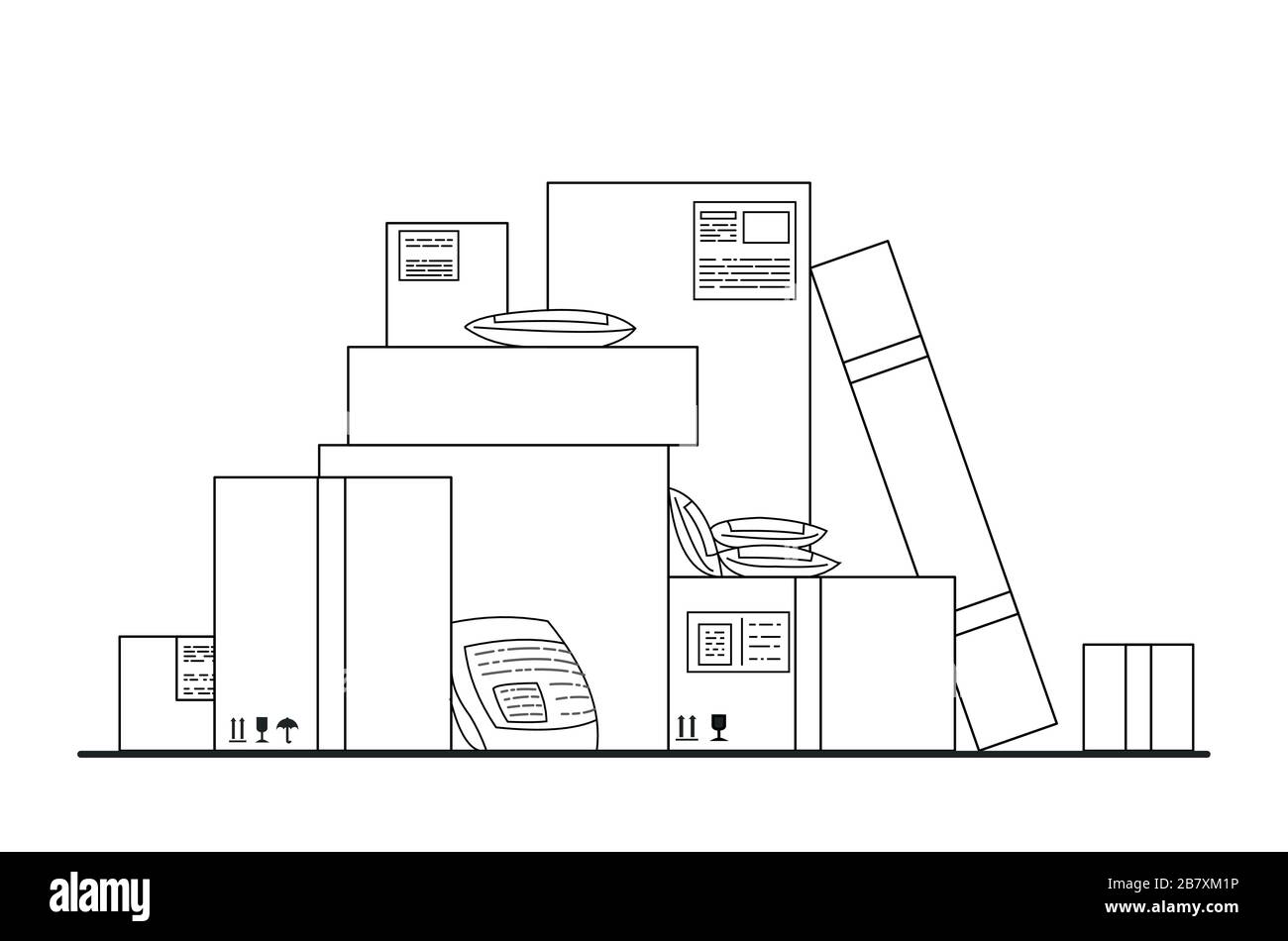 Verzögerung bei der Zustellung von Paketen, Waren, Online-Käufen aus China, Europa aufgrund von Coronavirus, 2019-nCov, Covid-19. Schlechte Post, Lieferunterbrechungen Stock Vektor