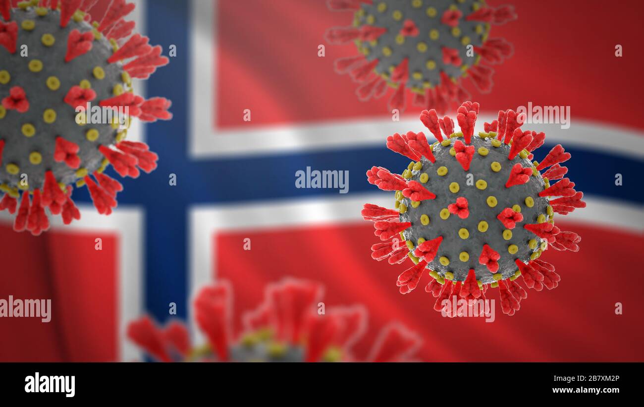 Konzept des neuen Epidemieausbruchs von Coronavirus in Norwegen Stockfoto